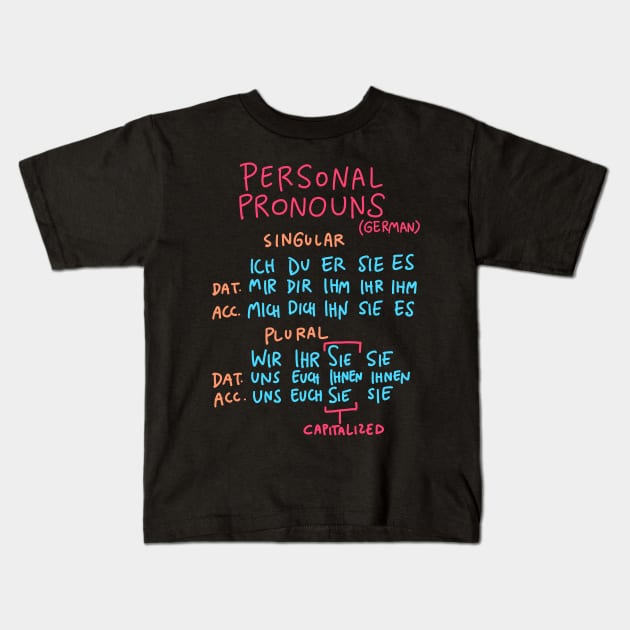 German Grammar (Pronouns) Kids T-Shirt by isstgeschichte